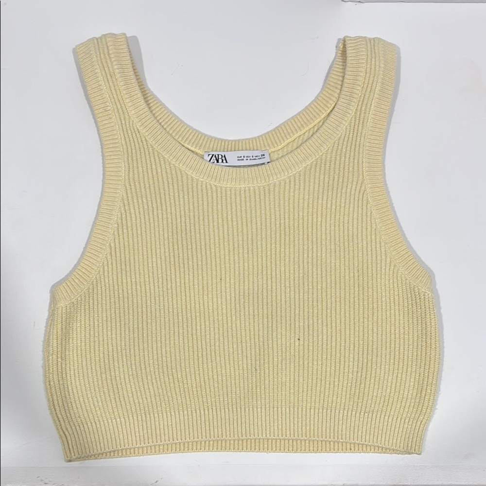 Zara Cream Ribbed Knit Tank Top